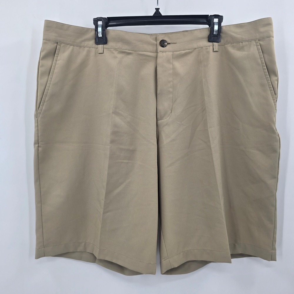 Adidas Golf Shorts Mens 40 Tan Khaki Flat Front Performance Athletic
